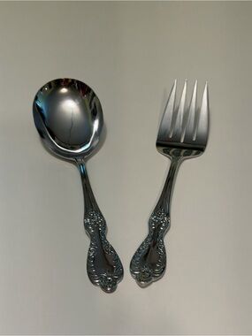 Vtg Wm. Rogers & Son 2-Pc Hostess Serving Set Lg Fork & Spoon